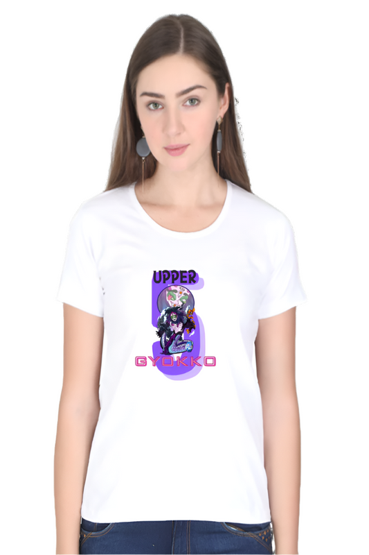 Womens Round Neck T-Shirt with Uppermoon 5 Design