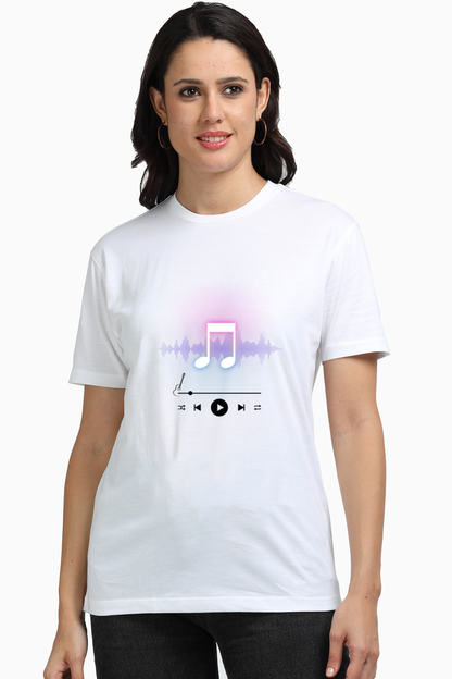 Womens Round Neck T-Shirt Music Design