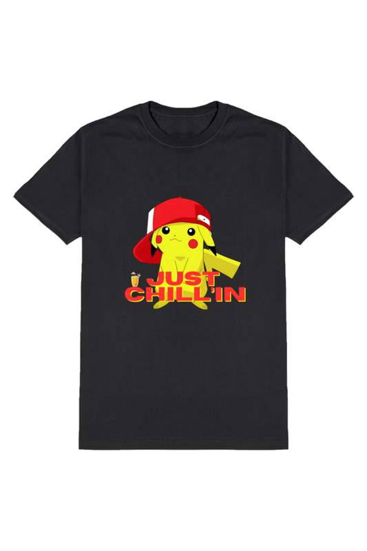 Round Neck T-Shirt Pikachu Chilling