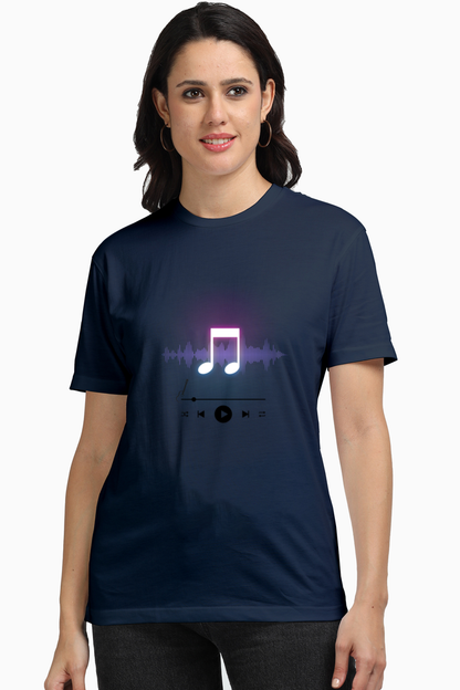 Womens Round Neck T-Shirt Music Design