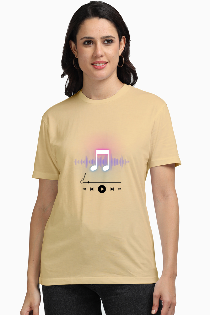 Womens Round Neck T-Shirt Music Design