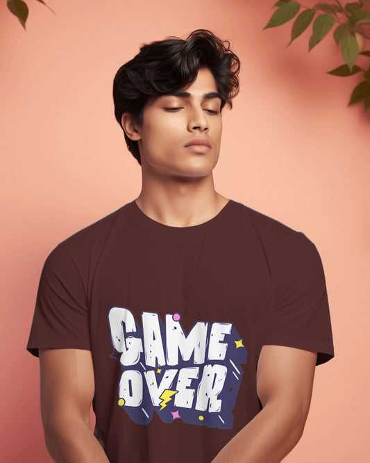 Round Neck T-Shirt with Game Over Design