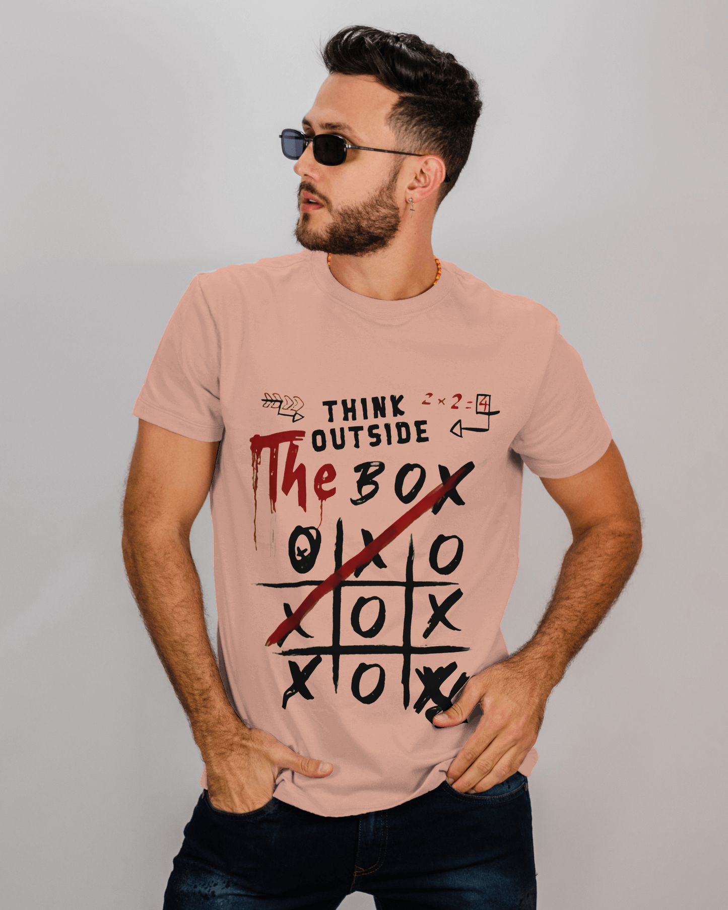 Round Neck T-Shirt with XO Game Design