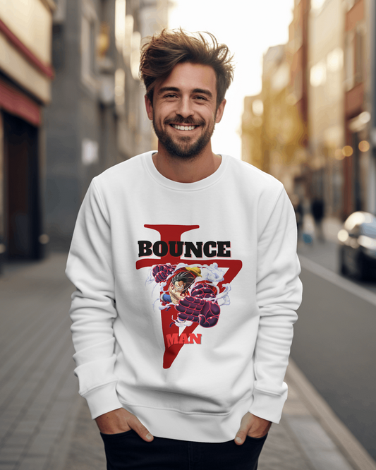 Mens Sweatshirt with Bounce Man Design