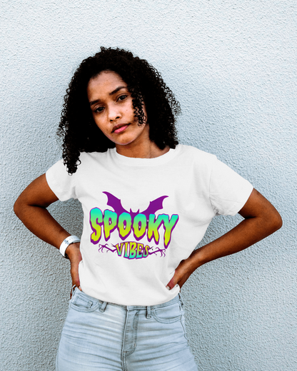 Womens Round Neck T-Shirt with Spooky Design