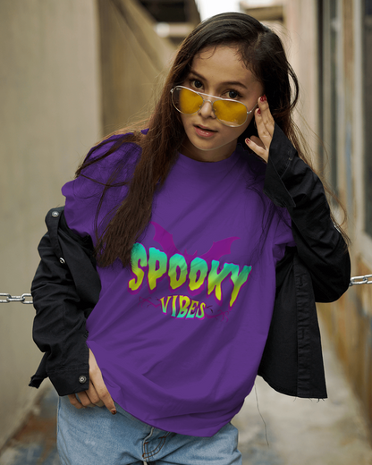 Womens Round Neck T-Shirt with Spooky Design